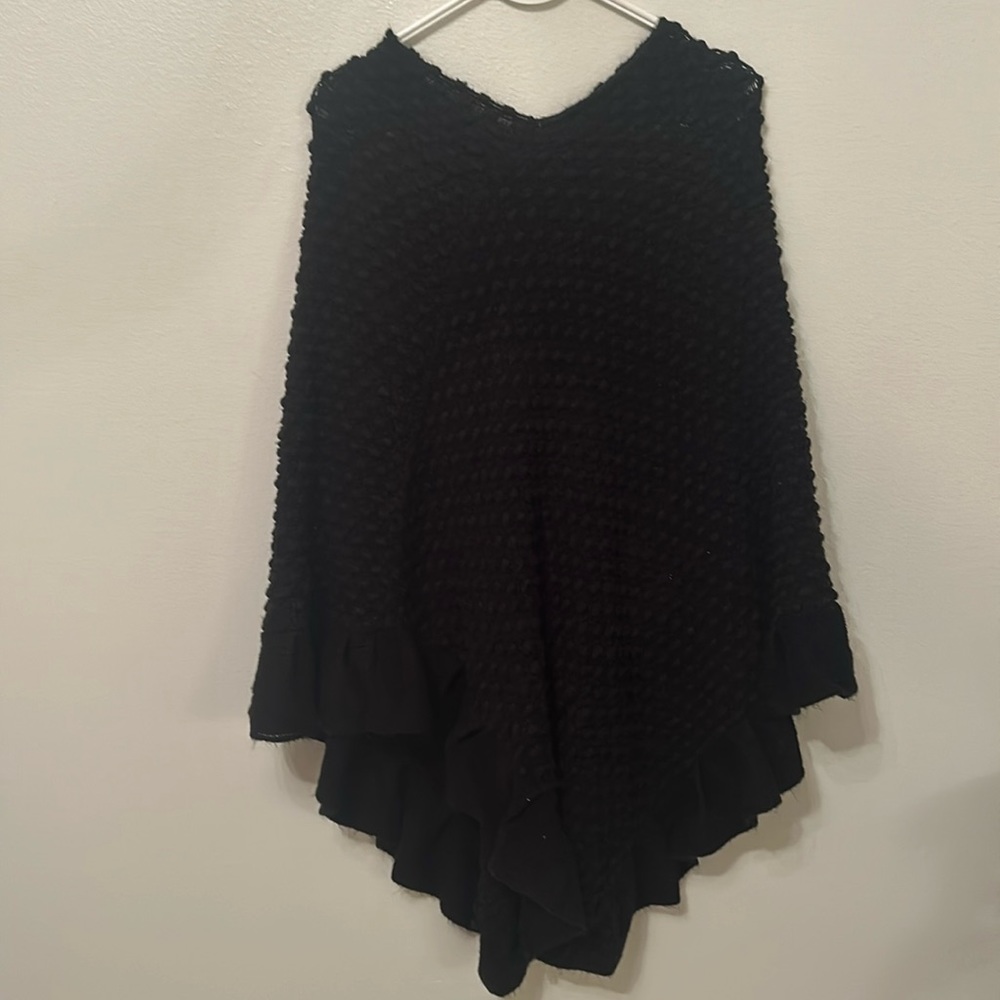 Ace Fashion Black Poncho Sweater